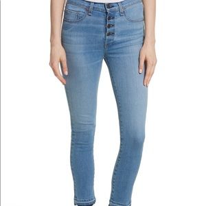Veronica Beard Frayed Crop Skinny Jeans (Blue)